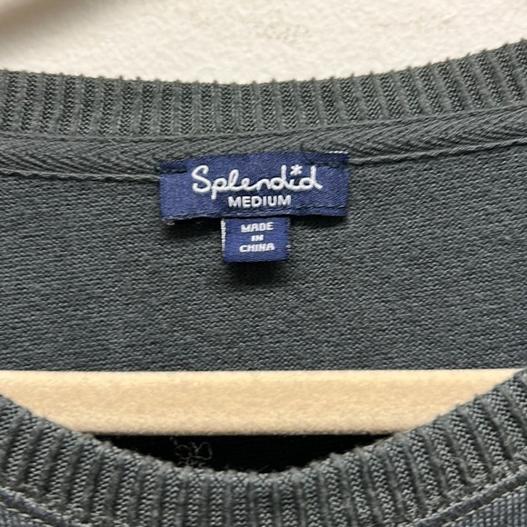 Splendid Anthropologie Sweater Long Sleeve Top Charcoal‎ Gray M - Picture 6 of 7